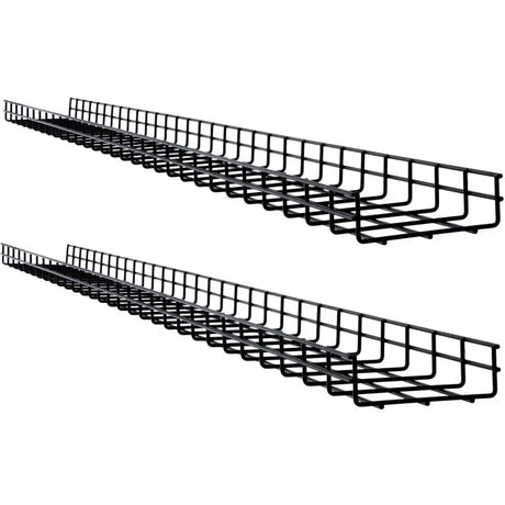 EATON Tripp Lite Wire Mesh Cable Tray - 150 x 50 x 1500 mm (6 in. x 2 in. x 5 ft.), 2-Pack - Cable Tray - Black Powder Coat - 2 Pack - Steel - SRWB6210X2STR