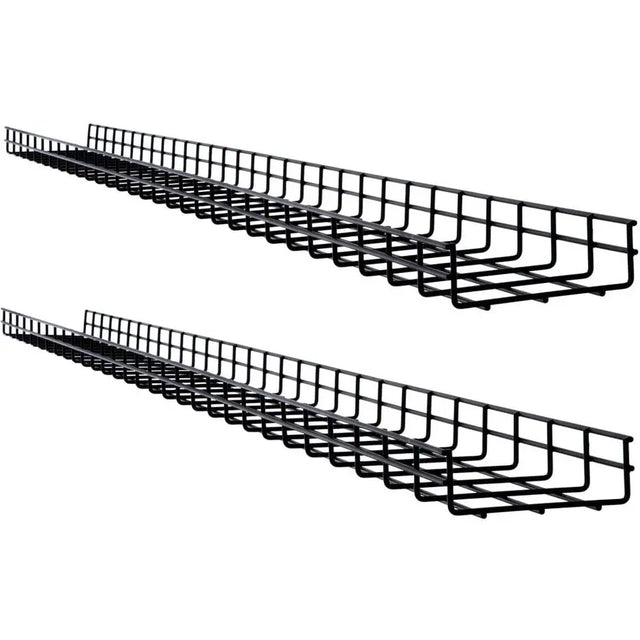 EATON Tripp Lite Wire Mesh Cable Tray - 150 x 50 x 1500 mm (6 in. x 2 in. x 5 ft.), 2-Pack - Cable Tray - Black Powder Coat - 2 Pack - Steel - SRWB6210X2STR