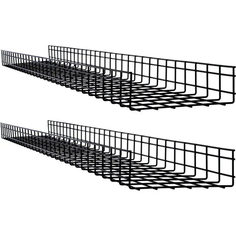 EATON Tripp Lite Wire Mesh Cable Tray - 300 x 100 x 1500 mm (12 in. x 4 in. x 5 ft.), 2-Pack - Cable Tray - Black Powder Coat - 2 Pack - Steel - SRWB12410X2STR