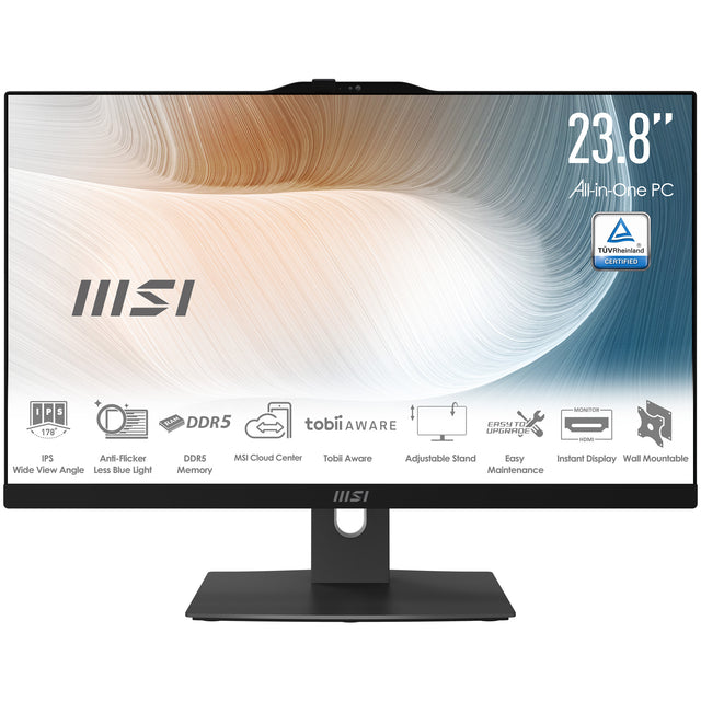 MSI Modern AM242TP 1M-1095US Intel Core 5 120U 60.5 cm (23.8") 1920 x 1080 pixels All-in-One PC 16 GB DDR5-SDRAM 1 TB SSD Windows 11 Pro Wi-Fi 6E (802.11ax) Black - MAM242TP1M1095 MSI