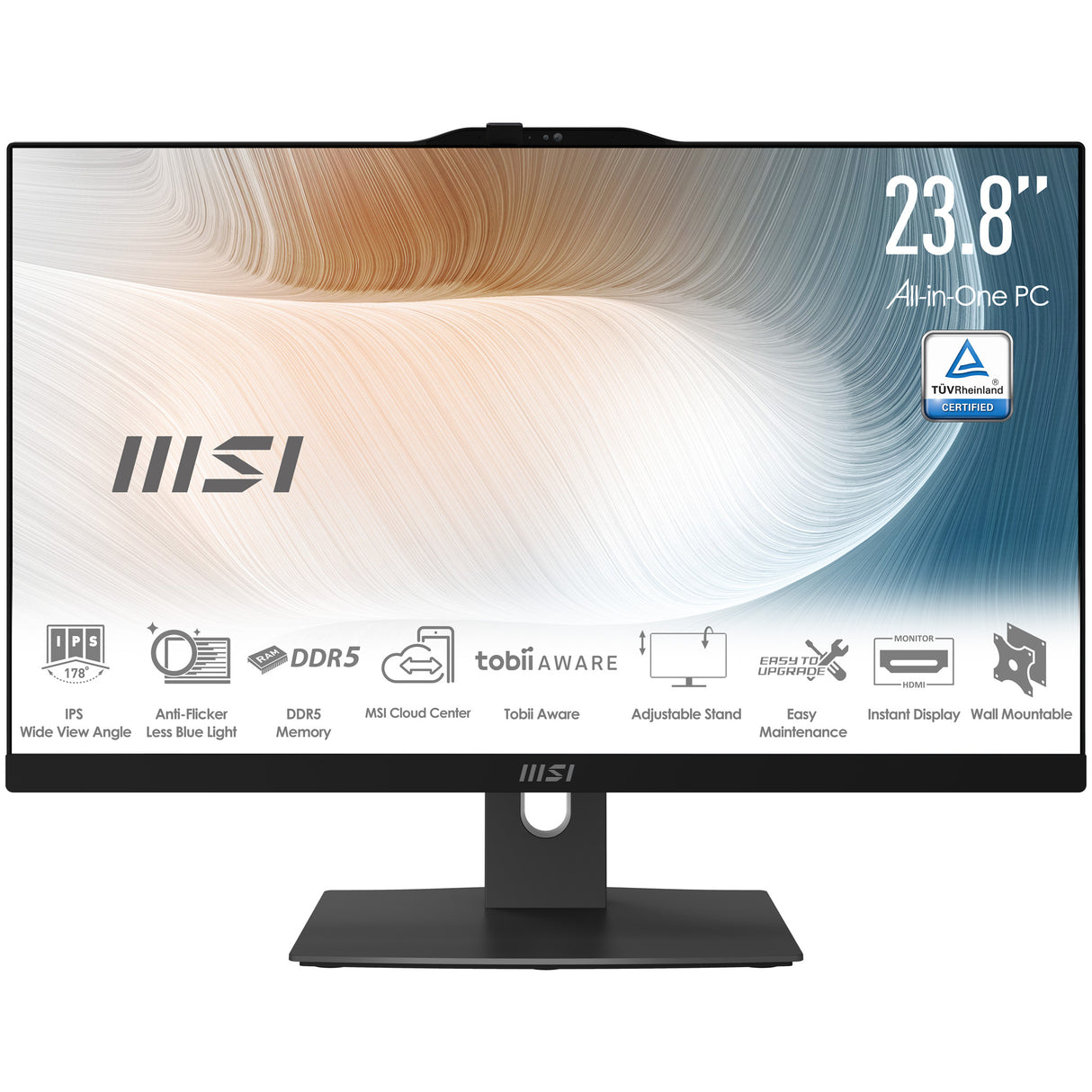 MSI Modern AM242TP 1M-1095US Intel Core 5 120U 60.5 cm (23.8") 1920 x 1080 pixels All-in-One PC 16 GB DDR5-SDRAM 1 TB SSD Windows 11 Pro Wi-Fi 6E (802.11ax) Black - MAM242TP1M1095 MSI