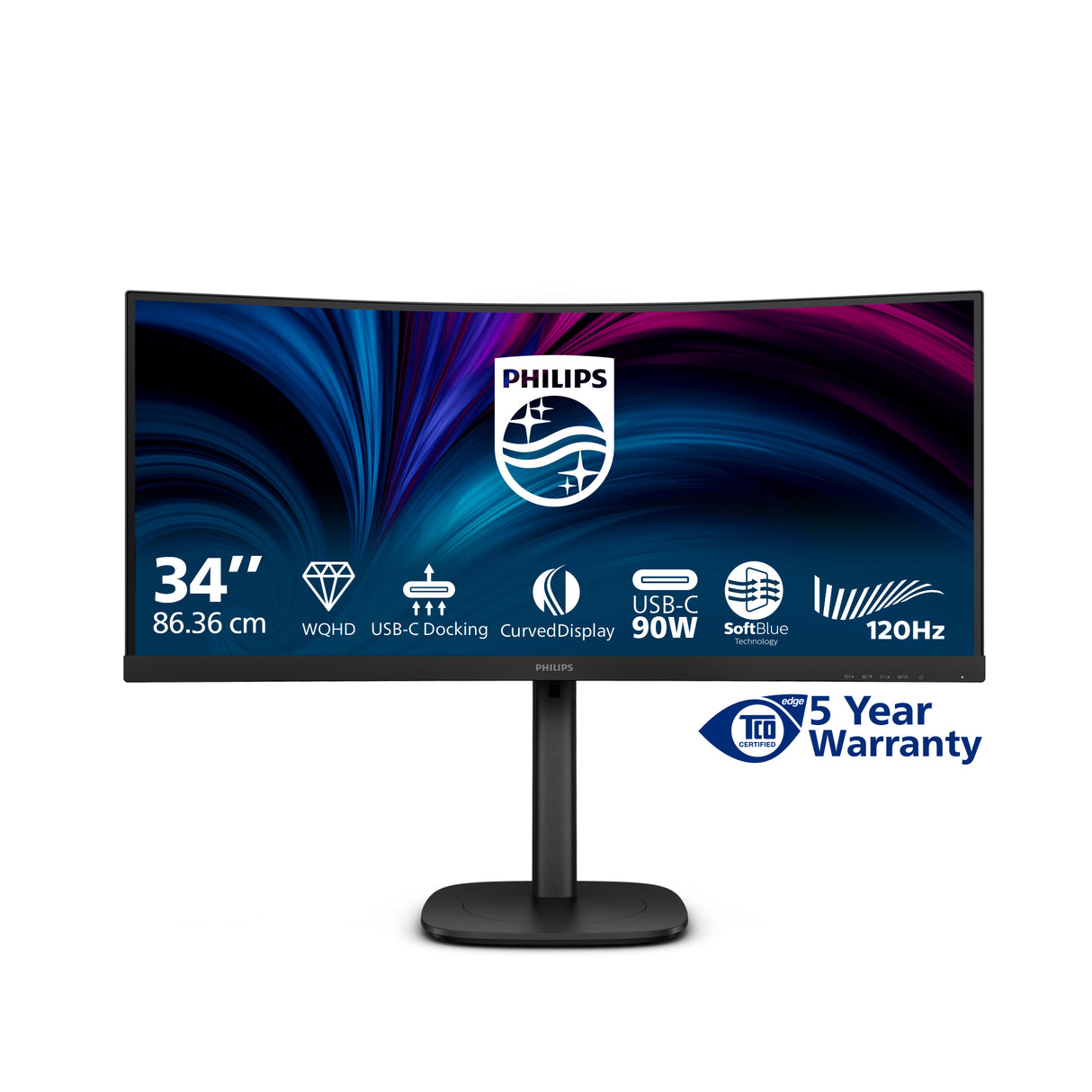 Philips 3000 series 34B2U3600C/27 computer monitor 86.4 cm (34") 3440 x 1440 pixels Wide Quad HD LCD Black - 34B2U3600C
