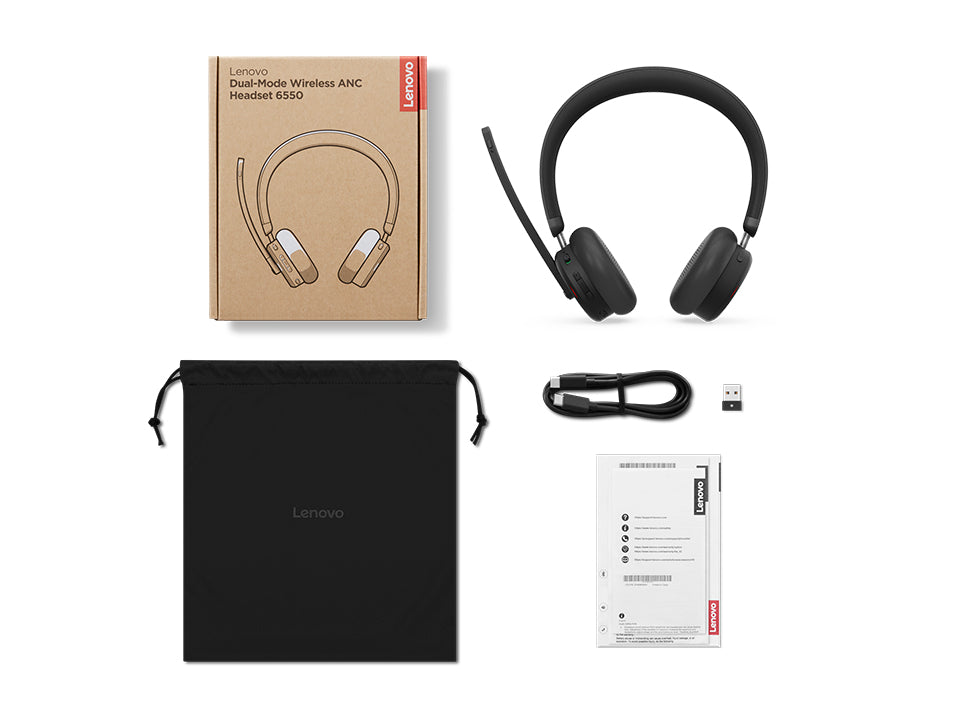 Lenovo ANC Headset 6550 Wireless Head-band Office/Call center USB Type-C Bluetooth Black - 4XD1S19777 LENOVO