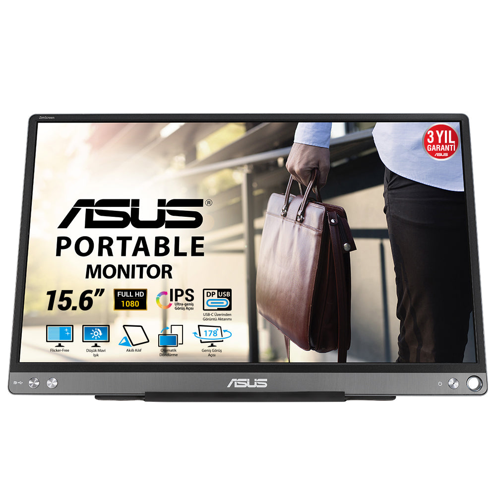 ASUS ZenScreen MB16ACE computer monitor 39.6 cm (15.6") 1920 x 1080 pixels Full HD LED Grey - MB16ACE ASUS