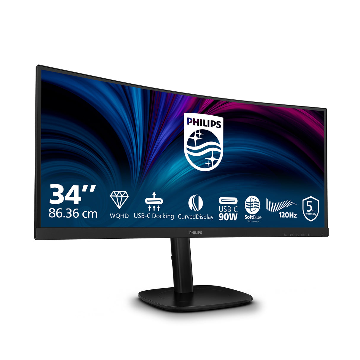 Philips 3000 series 34B2U3600C/27 computer monitor 86.4 cm (34") 3440 x 1440 pixels Wide Quad HD LCD Black - 34B2U3600C