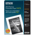 EPSON Epson Inkjet Photo Paper - White - 104 Brightness - 94% Opacity - Letter - 8 1/2" x 11" - 49 lb Basis Weight - Matte - 50 / Pack