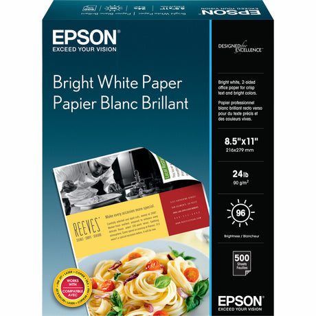EPSON Epson Premium Inkjet Inkjet Paper - Bright White - 108 Brightness - 95% Opacity - Letter - 8 1/2" x 11" - Ultra Smooth - 500 / Box - S041586
