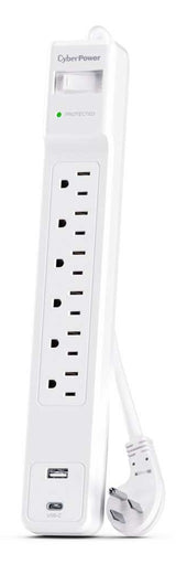 CyberPower 6 Outlet Surge Strip With USB - CSP604UCW CYBERPOWER