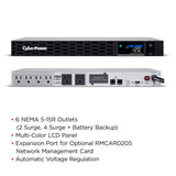 CyberPower PFC Sinewave uninterruptible power supply (UPS) Line-Interactive 1.5 kVA 900 W 6 AC outlet(s) - CP1500PFCRM1U