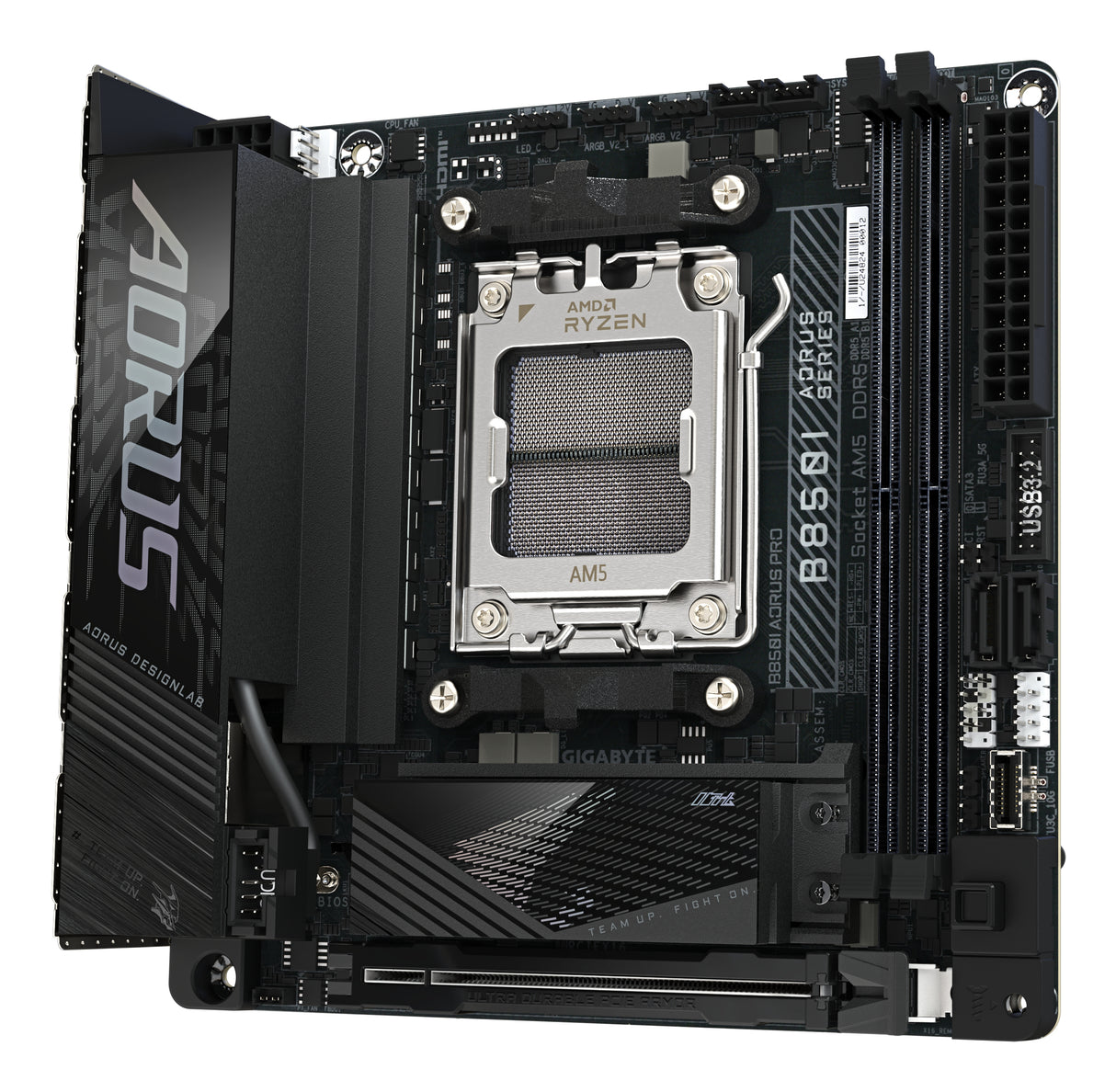 GIGABYTE B850I AORUS PRO Motherboard - AMD Ryzen 9000 Series CPUs, 8+2+1 Phases Digital VRM, up to 8400MHz DDR5 (OC), 1xPCIe 5.0 + 1xPCIe 4.0 M.2, 2.5LAN, WIFI 7, USB 3.2 Gen 2 - B850I AORUS PRO