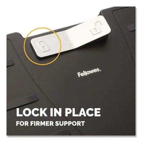 FELLOWES FELLOWES Adjustable 3-Height Footrest, Tilt Lock, 17.5w x 13.13d x 4.38 to 5.63h, Black/Silver - 8032201