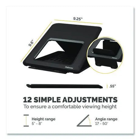 FELLOWES FELLOWES Breyta Laptop Stand, 9.25" x 10.55" x 0.55" to 8", Black, Supports Up to 8.8 lbs. - 100098500