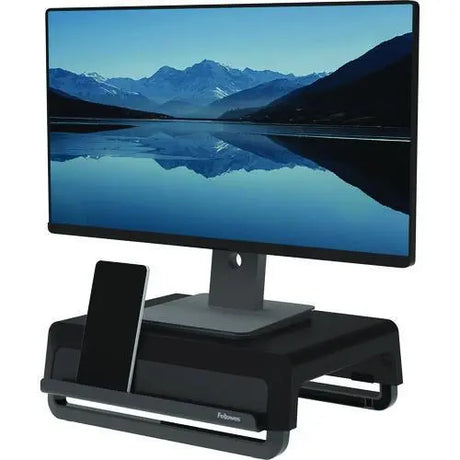 FELLOWES FELLOWES Breyta Monitor Stand, 13.94" x 11.97" x 3.25" to 6", Black, Supports 33 lbs - 100098502