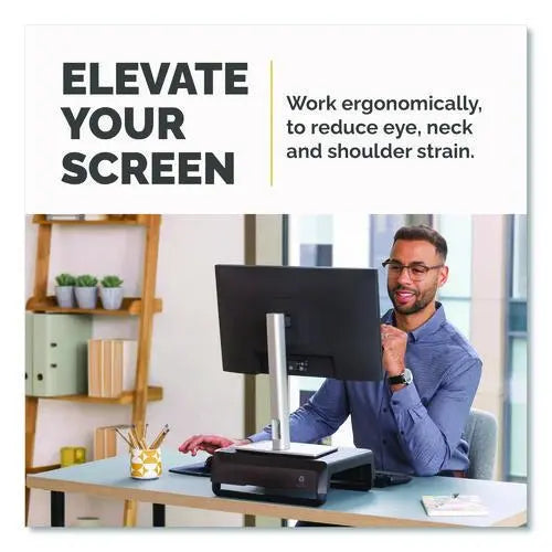 FELLOWES FELLOWES Breyta Monitor Stand, 13.94" x 11.97" x 3.25" to 6", Black, Supports 33 lbs - 100098502