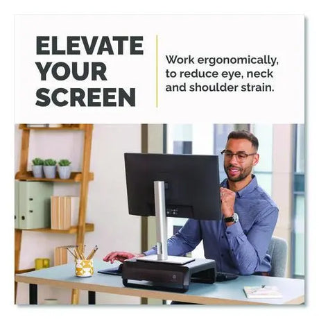FELLOWES FELLOWES Breyta Monitor Stand, 13.94" x 11.97" x 3.25" to 6", Black, Supports 33 lbs - 100098502
