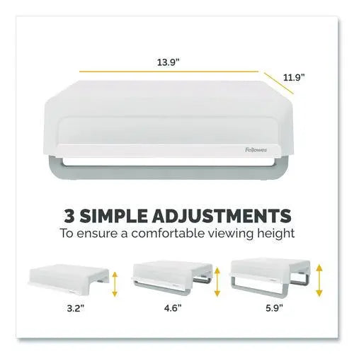 FELLOWES FELLOWES Breyta Monitor Stand, 13.94" x 11.97" x 3.25" to 6", White, Supports 33 lbs - 100098565