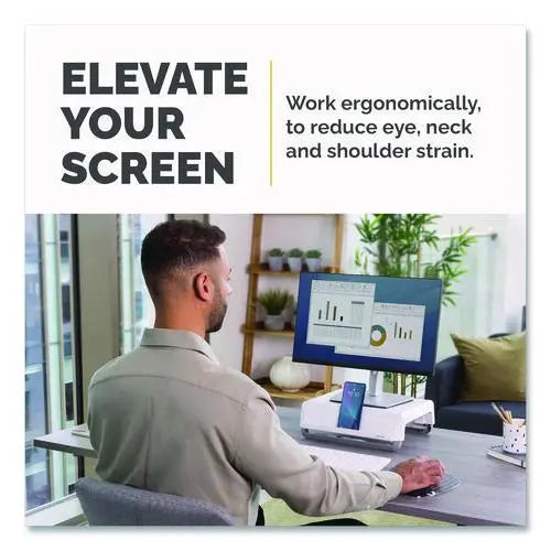 FELLOWES FELLOWES Breyta Monitor Stand, 13.94" x 11.97" x 3.25" to 6", White, Supports 33 lbs - 100098565