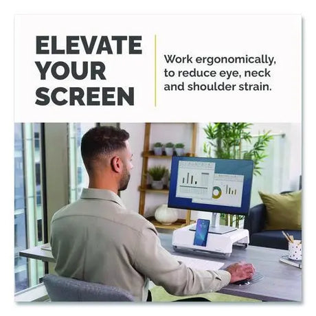 FELLOWES FELLOWES Breyta Monitor Stand, 13.94" x 11.97" x 3.25" to 6", White, Supports 33 lbs - 100098565