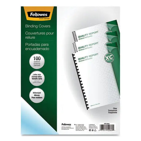 FELLOWES FELLOWES Crystals Transparent Presentation Covers for Binding Systems, Plastic, Square Corners, 11 x - 52089