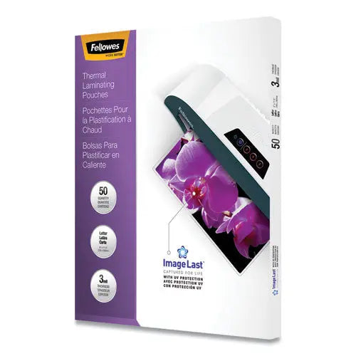 FELLOWES FELLOWES ImageLast Laminating Pouches with UV Protection, 3 mil, 9" x 11.5", Clear, 50/Pack - 52225