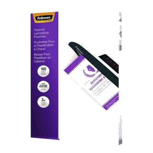FELLOWES FELLOWES Laminating Pouches, 3 mil, 9" x 14.5", Clear Gloss, 100/Pack - 52455