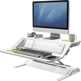FELLOWES Fellowes Lotus&trade; DX Sit-Stand Workstation - White - 35 lb Load Capacity - 5.5" Height x 32.8" Width x 24.3" Depth - White - 8080201