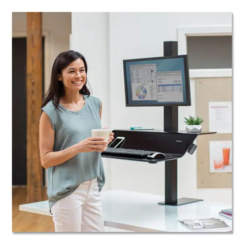 FELLOWES FELLOWES Lotus VE Sit-Stand Workstation, 29" x 28.5" x 27.5" to 42.5", Black - 8080101