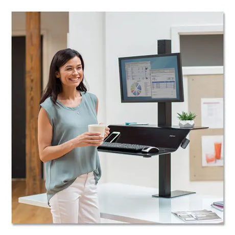 FELLOWES FELLOWES Lotus VE Sit-Stand Workstation, 29" x 28.5" x 27.5" to 42.5", Black - 8080101