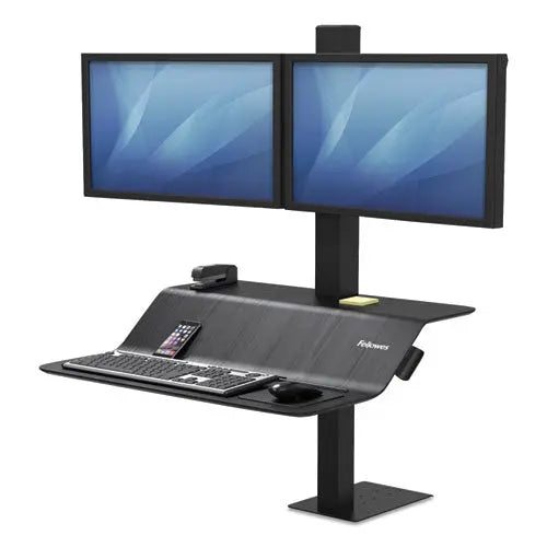 FELLOWES FELLOWES Lotus VE Sit-Stand Workstation - Dual, 29" x 28.5" x 42.5", Black - 8082001