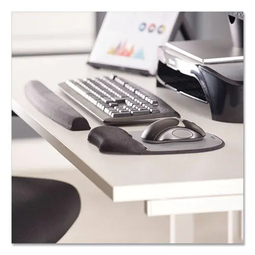 FELLOWES FELLOWES Memory Foam Mouse Pad with Wrist Rest, 7.93 x 9.25, Black/Silver - 9175801