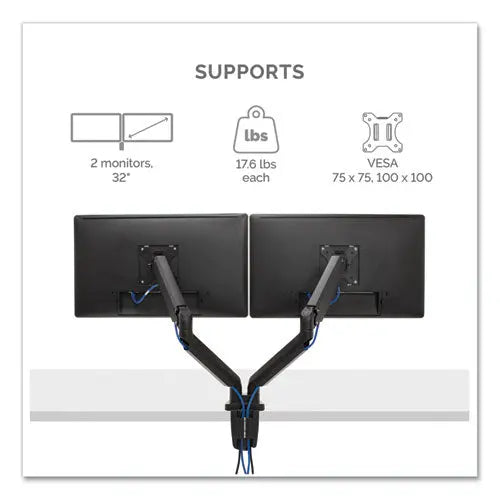 FELLOWES FELLOWES Platinum Series Dual Monitor Arm for 40" Monitors, 360 deg Rotation, +/-45 deg Tilt, 360 de - 8042501