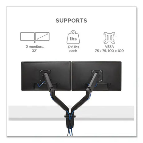 FELLOWES FELLOWES Platinum Series Dual Monitor Arm for 40" Monitors, 360 deg Rotation, +/-45 deg Tilt, 360 de - 8042501