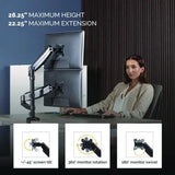 FELLOWES FELLOWES Platinum Series Dual Stacking Arm for 27" Monitors, 360 deg Rotation, 180 deg Tilt, 360 deg - 8043401
