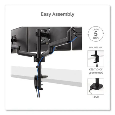 FELLOWES FELLOWES Platinum Series Triple Monitor Arm for 27" Monitors, 360 deg Rotation, +85/-20 deg Tilt, 36 - 8042601