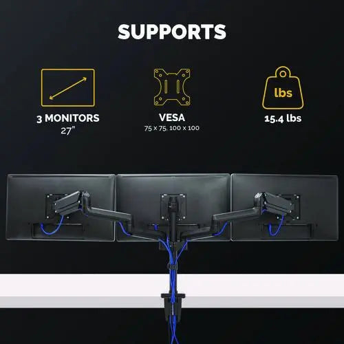 FELLOWES FELLOWES Platinum Series Triple Monitor Arm for 27" Monitors, 360 deg Rotation, +85/-20 deg Tilt, 36 - 8042601