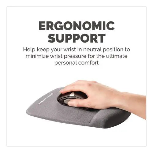 FELLOWES FELLOWES PlushTouch Mouse Pad with Wrist Rest, 7.25 x 9.38, Graphite - 9252201