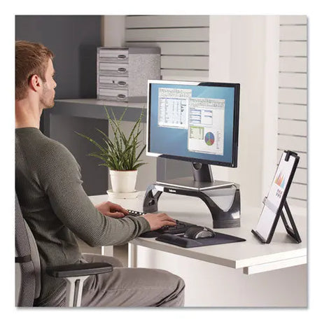 FELLOWES FELLOWES Smart Suites Corner Monitor Riser, For 21" Monitors, 18.5" x 12.5" x 3.88" to 5.13", Black/ - 8020101