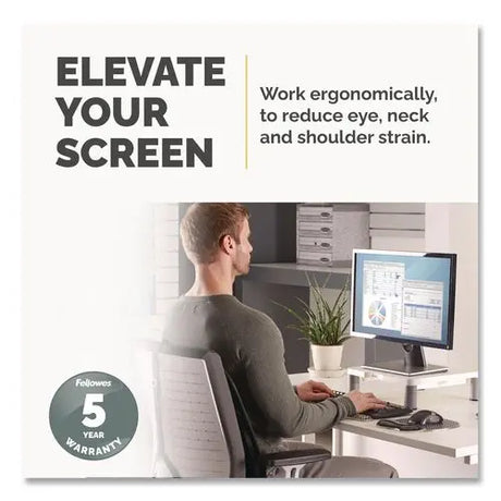 FELLOWES FELLOWES Standard Monitor Riser, For 21" Monitors, 13.38" x 13.63" x 2" to 4", Platinum/Graphite, Su - 91712
