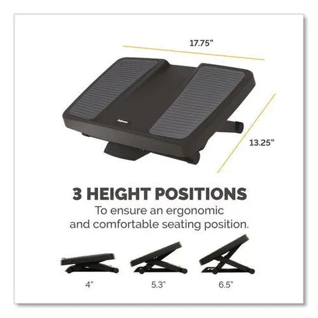 FELLOWES FELLOWES Ultimate Foot Support, HPS, 17.75w x 13.25d x 4 to 6.5h, Black/Gray - 8067001