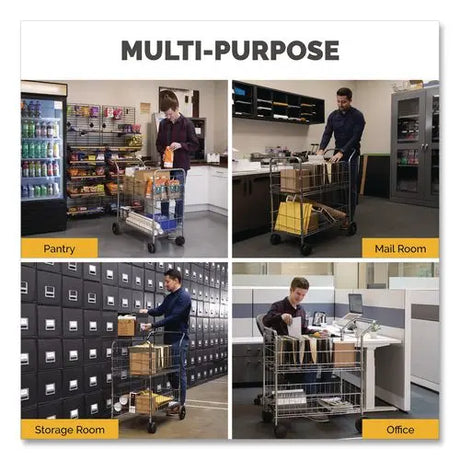 FELLOWES FELLOWES Wire Mail Cart, Metal, 2 Bins, 21.5" x 37.5" x 39.5", Chrome - 40912