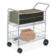 FELLOWES FELLOWES Wire Mail Cart, Metal, 2 Bins, 21.5" x 37.5" x 39.5", Chrome - 40912
