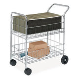 FELLOWES FELLOWES Wire Mail Cart, Metal, 2 Bins, 21.5" x 37.5" x 39.5", Chrome - 40912