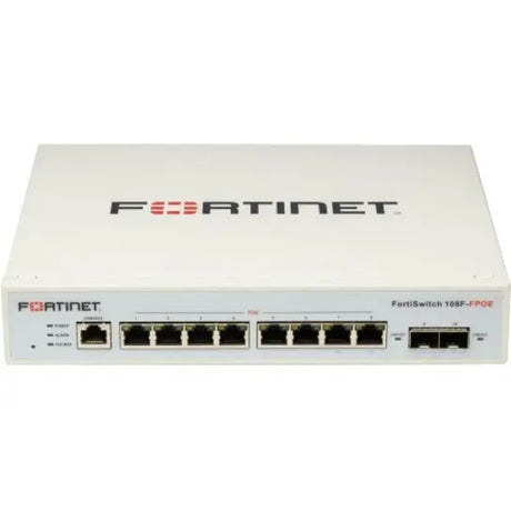 FORTINET Fortinet FortiSwitch 108F-FPOE Ethernet Switch - 8 Ports - Manageable - Gigabit Ethernet - 10/100/1000Base-T, 1000Base-X - 2 Layer Supported - Modular - 2 SFP Slots - Power Supply - 139.20 W Power Con...  - FS-108F-FPOE