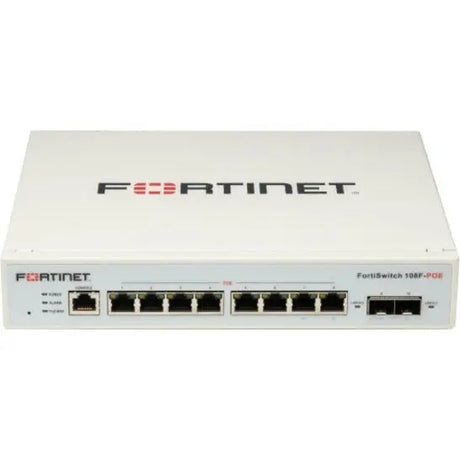 FORTINET Fortinet FortiSwitch 108F-POE Ethernet Switch - 8 Ports - Manageable - Gigabit Ethernet - 10/100/1000Base-T, 1000Base-X - 2 Layer Supported - Modular - 2 SFP Slots - Power Supply - 74.40 W Power Consu...  - FS-108F-POE