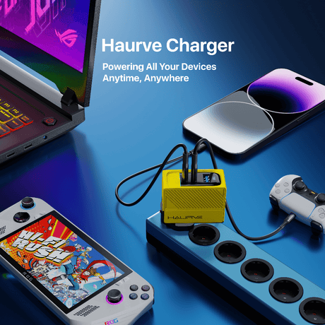HAURVE Computers and Laptops/Parts and Accessories/Computer Adapter 3 in 1 Multiport Wall Charger, 100W USB C Wall Charger, USB Fast Wall Charger Block, USB Charger Mul - HE1003US