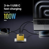 HAURVE Computers and Laptops/Parts and Accessories/Computer Adapter 3 in 1 Multiport Wall Charger, 100W USB C Wall Charger, USB Fast Wall Charger Block, USB Charger Mul - HE1003US