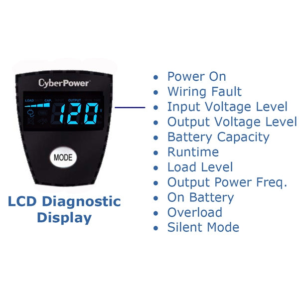 CyberPower CP825AVRLCD uninterruptible power supply (UPS) Line-Interactive 0.825 kVA 450 W - CP825AVRLCD