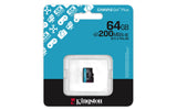 KINGSTON Digital Media Kingston Technology 64GB microSDXC Canvas Go Plus Gen4 200R A2 U3 Single Pack w/o ADP - SDCG4/64GBSP