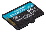 KINGSTON Digital Media Kingston Technology 64GB microSDXC Canvas Go Plus Gen4 200R A2 U3 Single Pack w/o ADP - SDCG4/64GBSP
