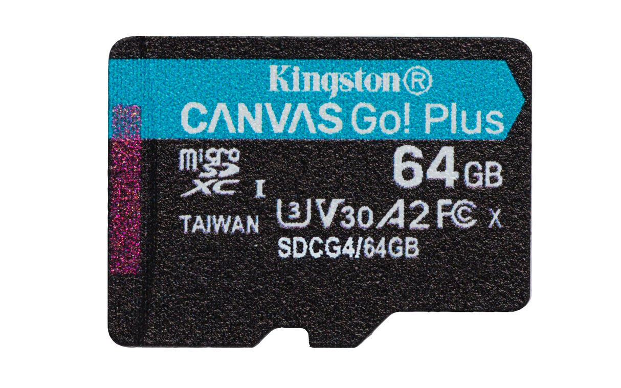 KINGSTON Digital Media Kingston Technology 64GB microSDXC Canvas Go Plus Gen4 200R A2 U3 Single Pack w/o ADP - SDCG4/64GBSP